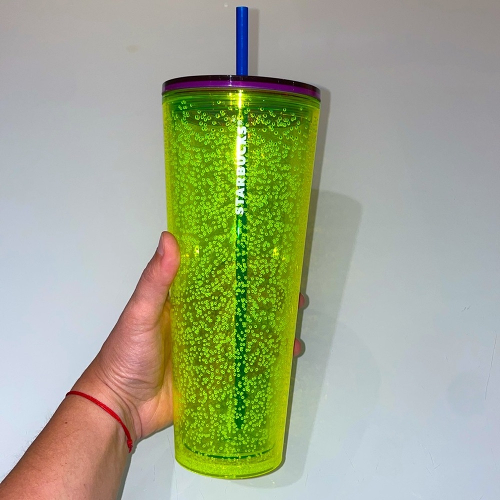 Starbucks Limited Edition 2023 Summer Neon Yellow Lime Bubbleseed Tumbler